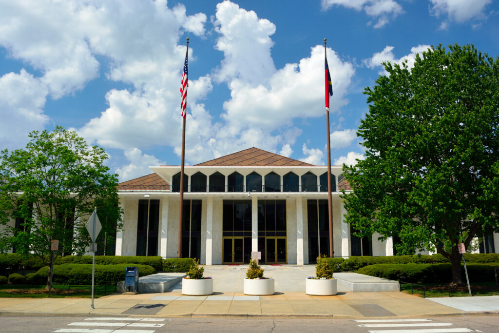 north carolina state legislative building on a sunny day
